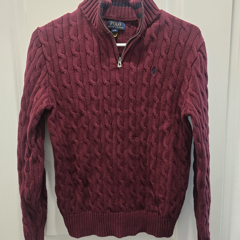 Polo by Ralph Lauren Burgundy Cable Knit Kids Sweater